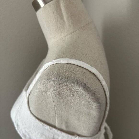 Modamalfi A Line Mini Dresses Scoop Neck Sleeveless Minimalist White Linen Sz S - Picture 8 of 10